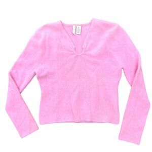 Twiggy | Vintage Y2K V-Notch Angora Blend Pullover Sweater Bubblegum Pink Sz XL